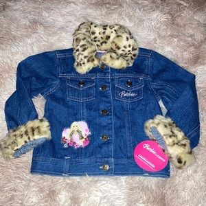 2007 NWT barbie denim jacket leopard girls 4T